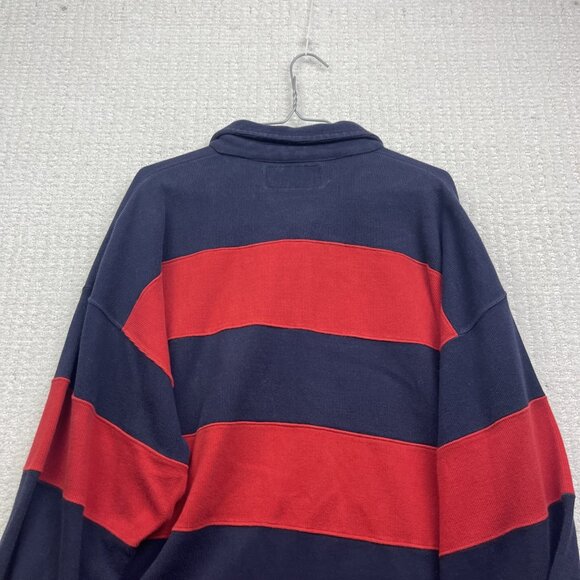 VTG Brooklyn Cloth Long Sleeve Heavy Rugby Polo shirt Sz XL Red / Blue Y2K - Picture 11 of 13